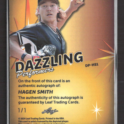 2024 Leaf Vivid Dazzling Performers Hagen Smith #DP-HS1 1/1 Auto