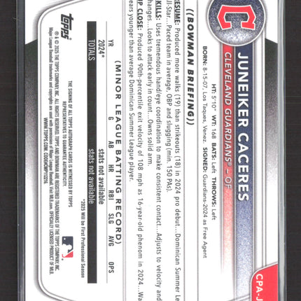 2024 Bowman Chrome Juneiker Caceres #CPA-JUC 1st Bowman Auto