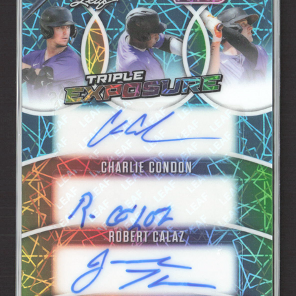 2025 Leaf Vivid Triple Robert Calaz Charlie Condon Jared Thomas #TE-3 /10 Auto
