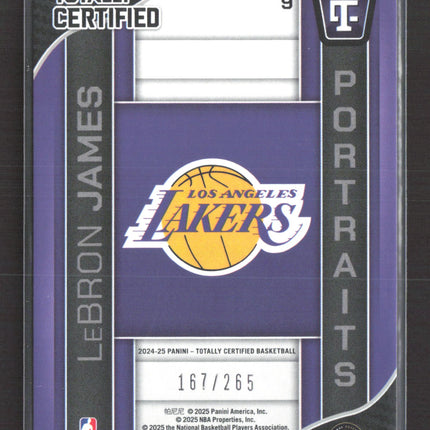 2025 Panini Totally Certified Portraits LeBron James #9 Purple 167/265