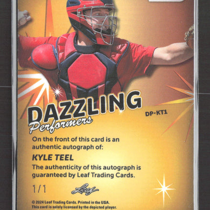 2024 Leaf Vivid Dazzling Performers Kyle Teel #DP-KT1 1/1 Auto