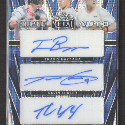 2024 Leaf Metal Auto Trent Caraway Travis Bazzana Gavin Turley Blue 3/5 Auto