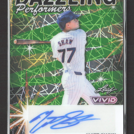 2024 Leaf Vivid Dazzling Performers Matt Shaw #DP-MS1 Green 1/1 Auto