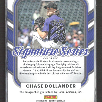 2026 Panini Donruss Signature Series Chase Dollander #SS-CD Auto