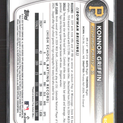2025 Topps Bowman Chrome Konnor Griffin #BCP-86