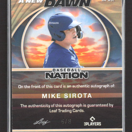 2025 Leaf Baseball Nation A New Dawn Mike Sirota #NA-MS1 Blue 6/8 Auto