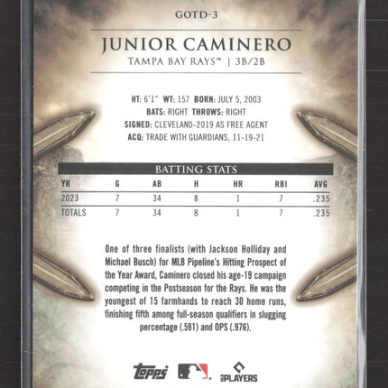2024 Bowman Chrome Gladiators of the Diamond Junior Caminero #GOTD-3 RC