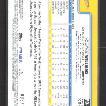 2024 Topps Pro Debut Carson Williams #PD-127 Foil Auto /175