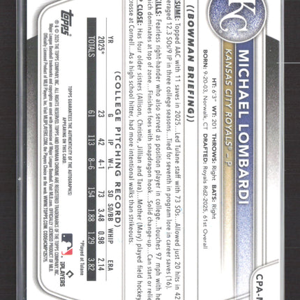 2025 Topps Bowman Chrome Michael Lombardi #CPA-ML Auto