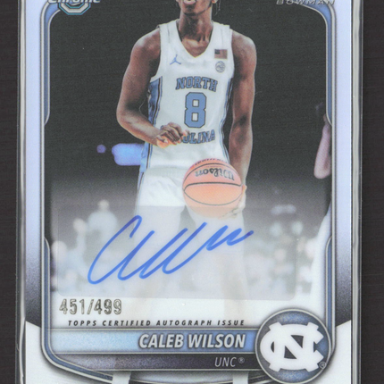 2025 Bowman Chrome University Caleb Wilson #CPA-CL Refractor 451/499 Auto