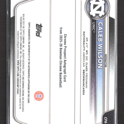 2025 Bowman Chrome University Caleb Wilson #CPA-CL Refractor 451/499 Auto