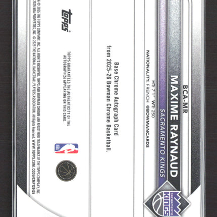 2025 Topps Bowman Chrome Maxime Raynaud #BCA-MR Orange Shimmer RC 13/25 Auto