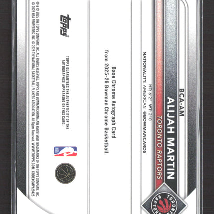 2025 Topps Bowman Chrome Alijah Martin #BCA-AM Orange 07/25 RC Auto