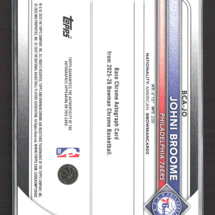 2025 Topps Bowman Chrome Johni Broome #BCA-JO Blue 077/150 Auto