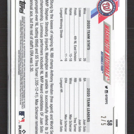 2021 Topps Chrome Sapphire Edition Washington Nationals #58 Red /5