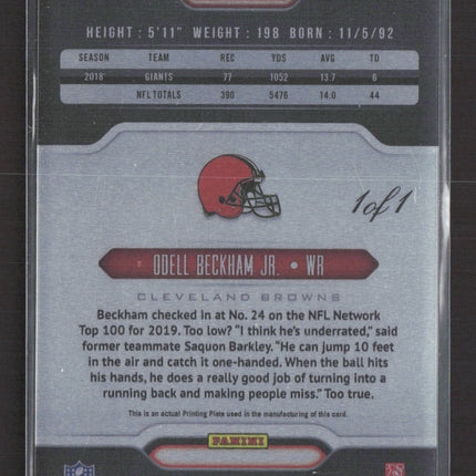 2019 Panini Playbook Odell Beckham Jr. #22 Cyan Printing Plate 1/1