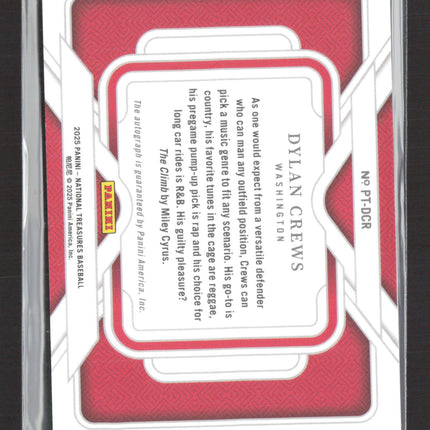 2025 Panini National Treasures Personalized Dylan Crews #PT-DCR RC Auto /75