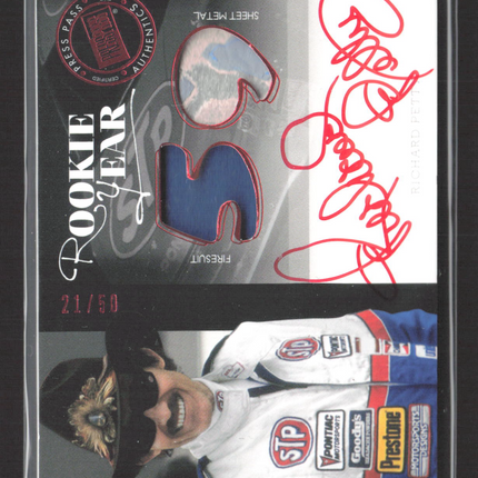 2012 Press Pass Redline Rookie Year Richard Petty /50 Firesuit Sheet Metal Auto