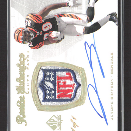 2008 UD SP Authentic Jerome Simpson #271 Auto Patch NFL Shield Patch Auto 1/1