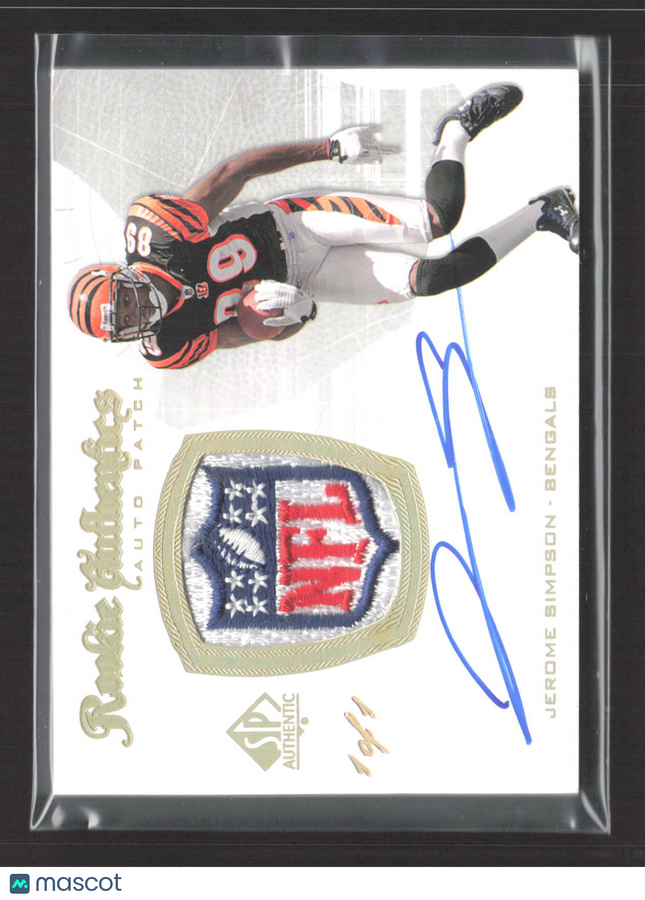 2008 UD SP Authentic Jerome Simpson #271 Auto Patch NFL Shield Patch Auto 1/1