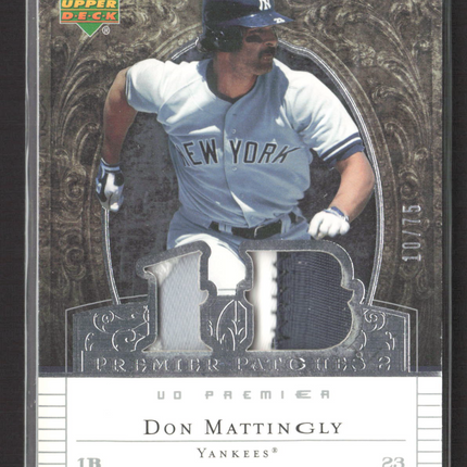 2007 Upper Deck UD Premier Premier Patches 2 Don Mattingly #PP2-DM Patch 10/75