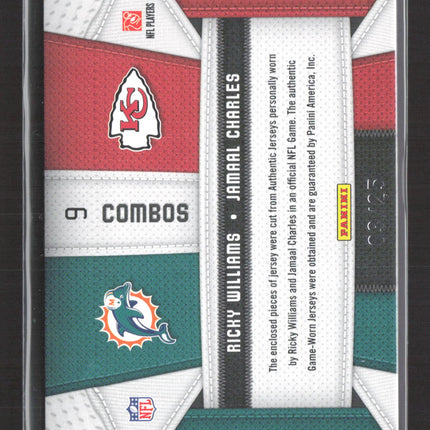 2010 Certified Fabric of the Game Ricky Williams Jamaal Charles #9 Patch /25