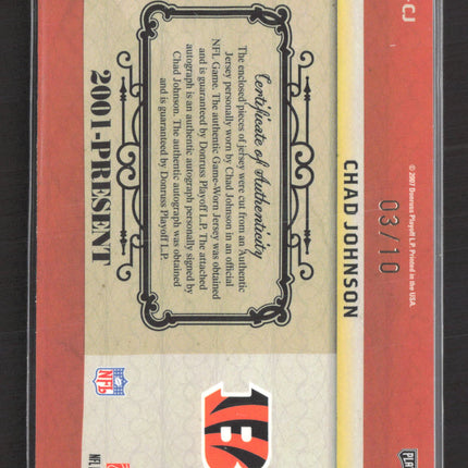 2001 Donruss Playoff Timeline Chad Johnson #T-CJ 03/10 Patch Auto