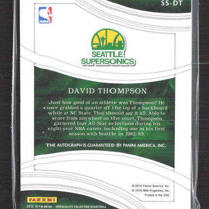 2016 Panini Immaculate Collection David Thompson #SS-DT Auto /99