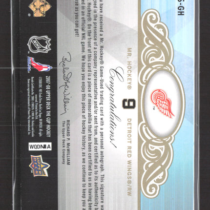 2007 UD The Cup Scripted Swatches Gordie Howe #SS-GH 04/10 Letter Patch Auto