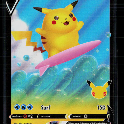 Pokemon 2021 Celebrations Surfing Pikachu V #8/25