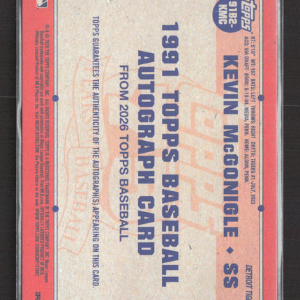 2026 Topps Baseball Kevin McGonigle #91B2-KMC RC Auto