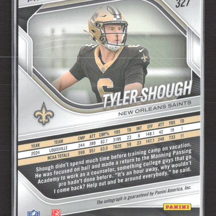 2025 Panini Prizm Football Tyler Shough #327 Disco RC Auto