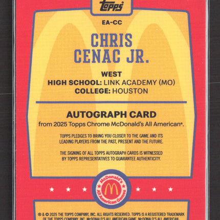 2025 Topps Chrome McDonald's All American Chris Cenac Jr. #EA-CC Autograph Auto
