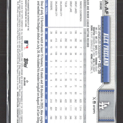 2026 Topps Chrome Alex Freeland #RA-AF RC Auto