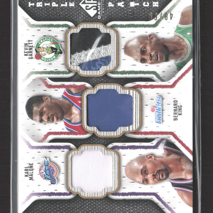 2009 SP Game Used Triple Patch Kevin Garnett Karl Malone Bernard King /60 Patch