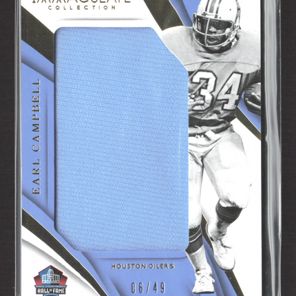 2018 Panini Immaculate Collection Earl Campbell #HOF-6 Jersey Patch 06/49