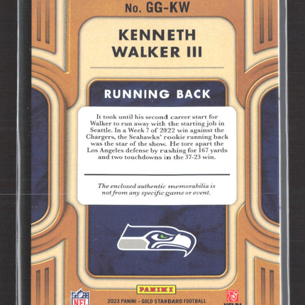 2023 Panini Gold Standard Gold Gear Kenneth Walker III #GG-KW Patch 09/24