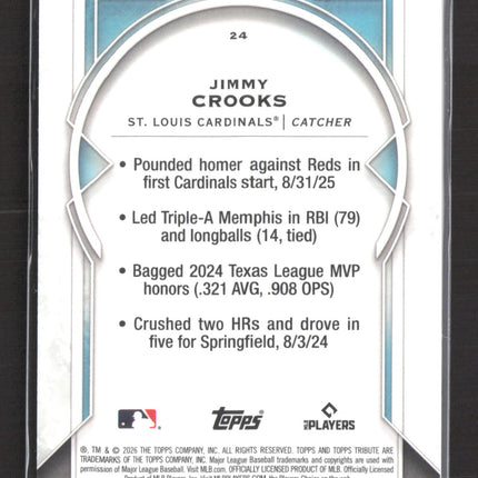 2026 Topps Tribute Jimmy Crooks #24 Purple 15/75 RC