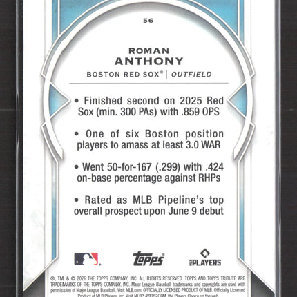 2026 Topps Tribute Roman Anthony #56 RC