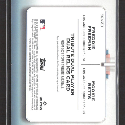 2026 Topps Tribute Mookie Betts Freddie Freeman #DR-FB Dual Relics Jersey