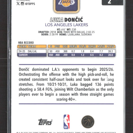 2026 Topps Chrome Luka Doncic #2 Xfractor