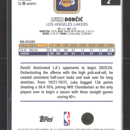 2026 Topps Chrome Luka Doncic #2