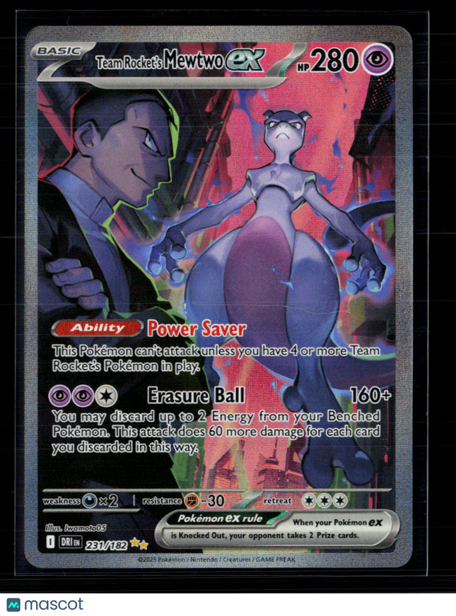 Pokemon 2025 Destined Rivals Team Rocket's Mewtwo EX SAR #231/182
