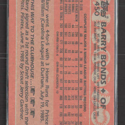 1988 Topps Barry Bonds #450