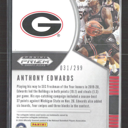 2020 Panini Prizm Draft Picks Anthony Edwards #1 Red RC 031/299