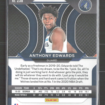 2020 Panini Prizm Anthony Edwards #258 Ruby Wave RC