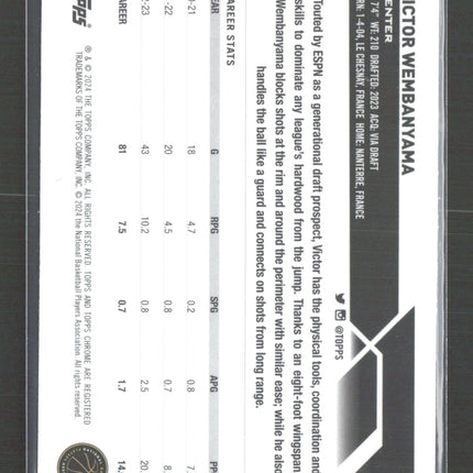 2023 Topps Chrome Victor Wembanyama #1 RC