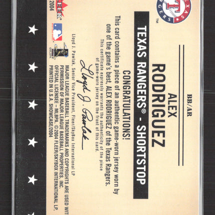 2004 Fleer Showcase Baseball's Best Alex Rodriguez #BB/AR Game-worn jersey