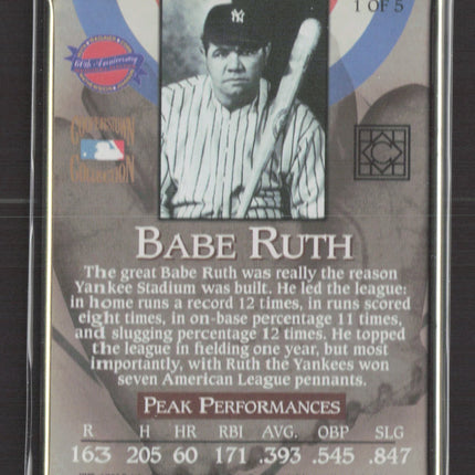 1996 Cooperstown Collection Peak Performances Babe Ruth #1 of 5 Gold Border