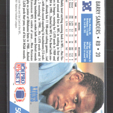 1991 Pro Set Barry Sanders #502